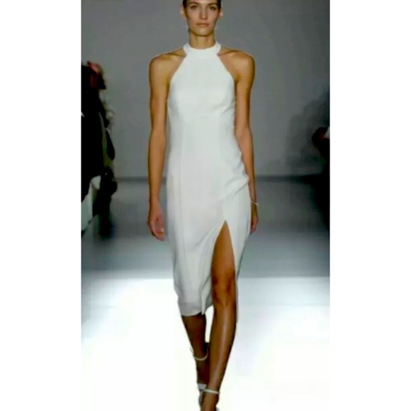 🎉HP🎉 Amsale x BHLDN Sheer-Back Faille Crepe 16/XL Off White Wedding Midi Dress - Picture 5 of 10